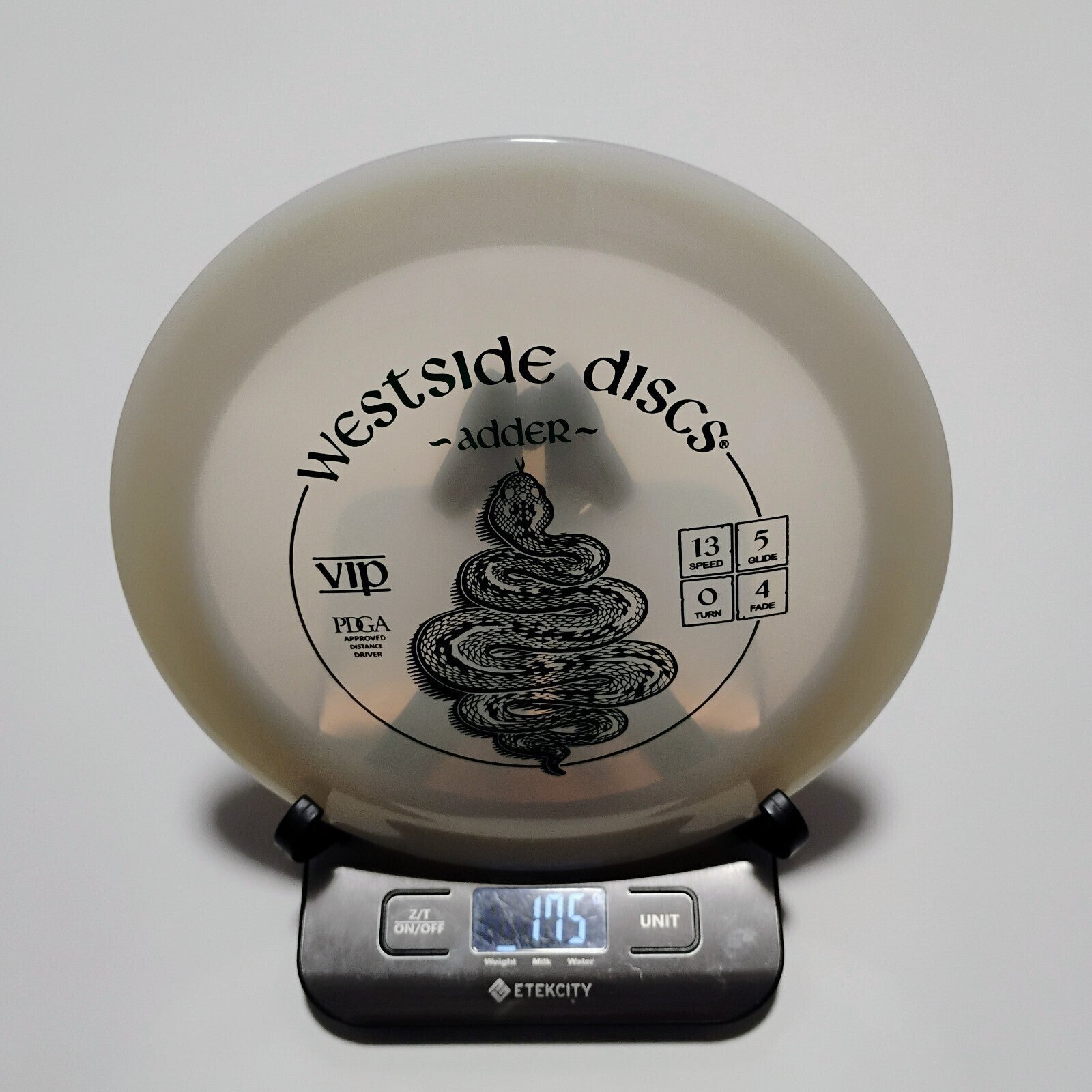New Westside Discs White VIP Adder Disc Golf Distance Driver 175g
