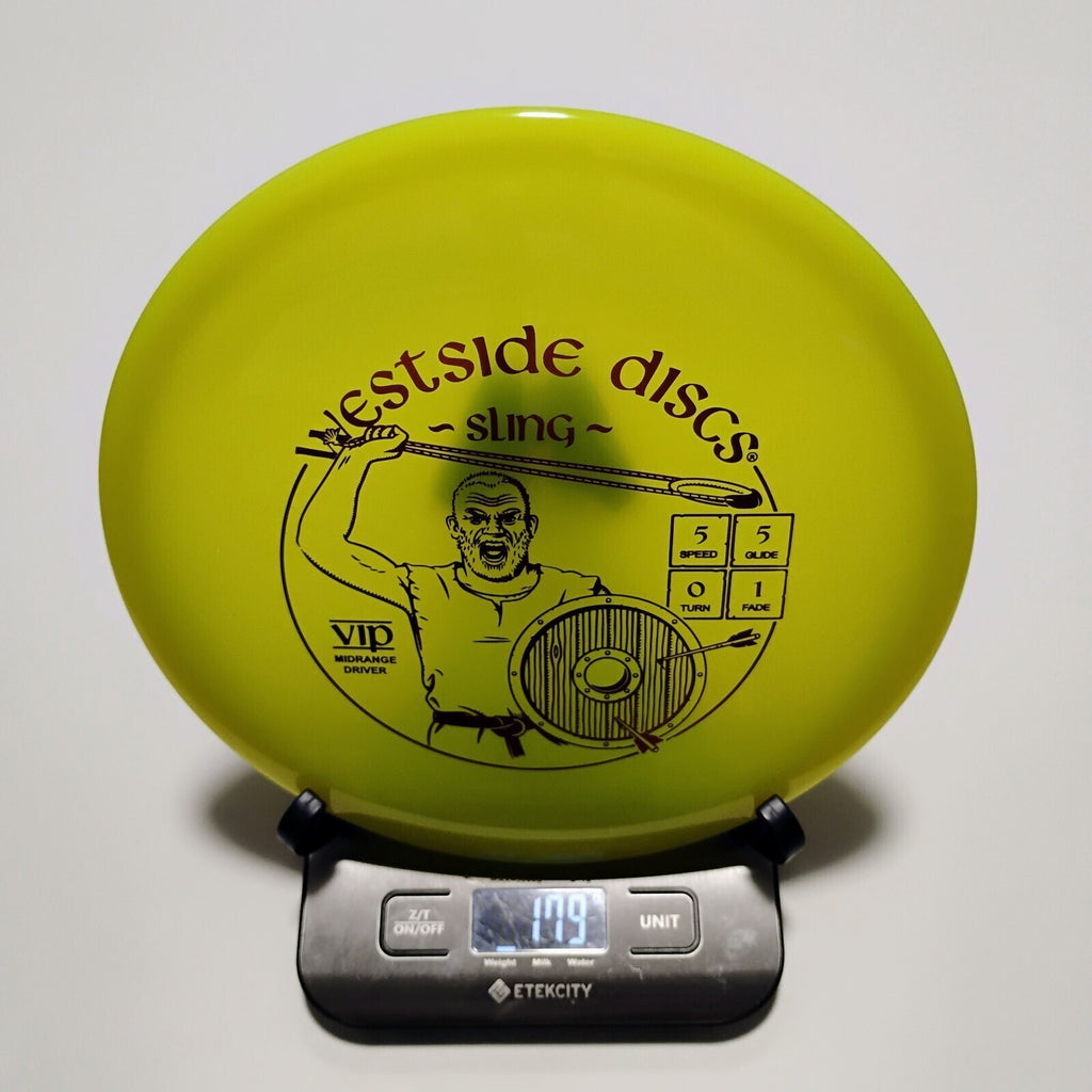 New Westside Discs Yellow VIP Sling Disc Golf Midrange 179g